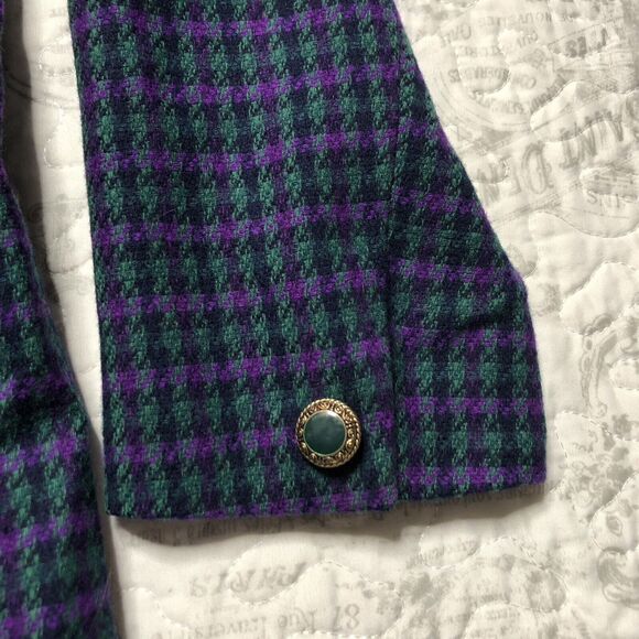 Pendleton Woolen Mills Plaid Green/Purple Checkered Wool Blazer 10 Petite - Picture 9 of 12